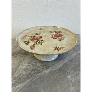 Vintage Cottagecore Floral Ceramic Cake Stand 10.5 Inches